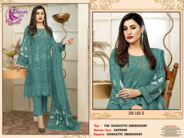 Dinsaa 168 Embroidery Georgette Pakistani Suit Collection